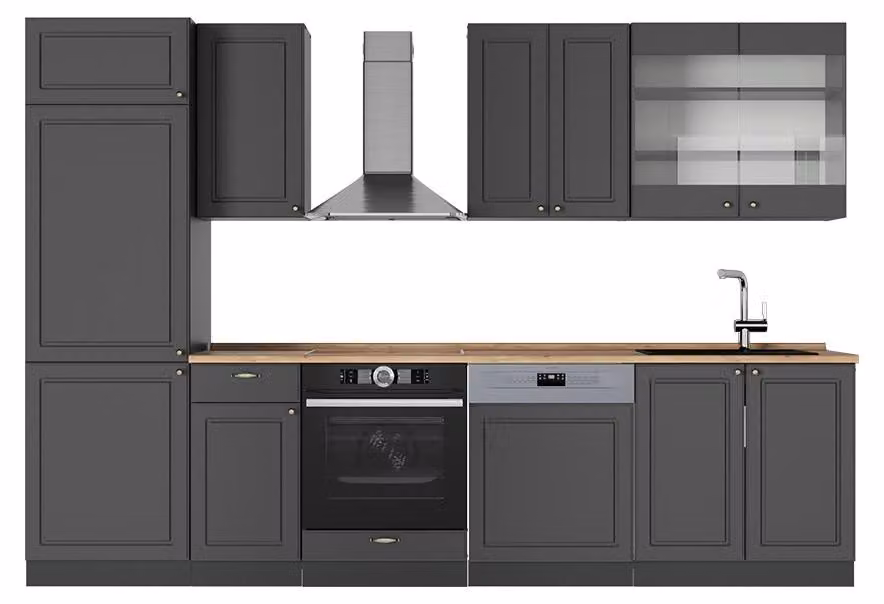 Cucina componibile Vicco Fame-Line Antracite-oro rustico 300 cm , PL Rovere, Model 56897