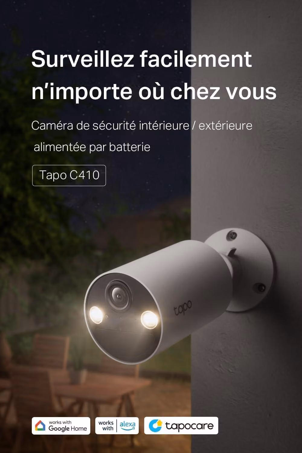 Telecamera di sicurezza C410 2K (3 MP), Wi-Fi, per uso esterno, wireless, alimentata a batteria, confezione da 2 pezzi, durata della batteria di 180 giorni, rilevamento di persone, visione notturna a colori, grado di protezione IP65 (resistente all'acqua)