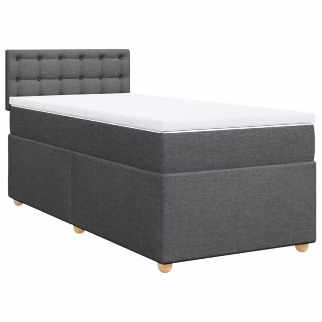 Letto singolo | Letto per adulti | Giroletto a Molle con Materasso Grigio Scuro 80x200 cm Tessuto