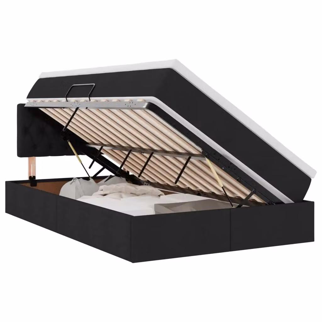 Letto con contenitore e materasso vidaXL in velluto nero L: 120 cm, P: 200 cm, H: 280 cm – 2
