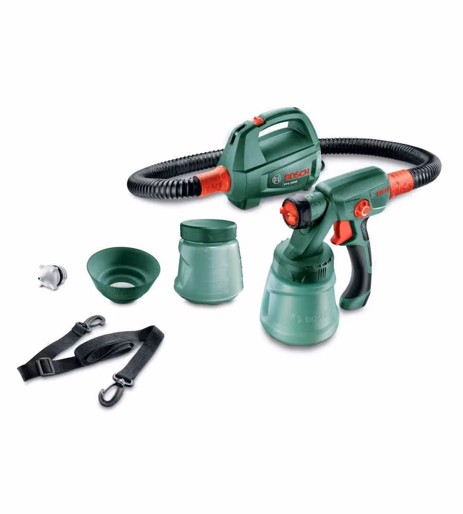 Pistola a spruzzo elettrica Bosch PFS2000 da 440W con flusso variabile per vernice e lacca, verde