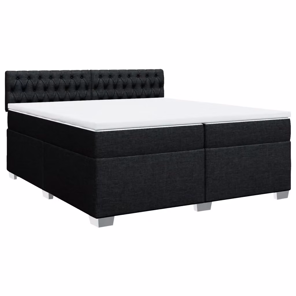 Letto Ibrido vidaXL con Giroletto a Molle e Materasso in Tessuto Nero e Bianco L/P: 200 x 200 cm – 2