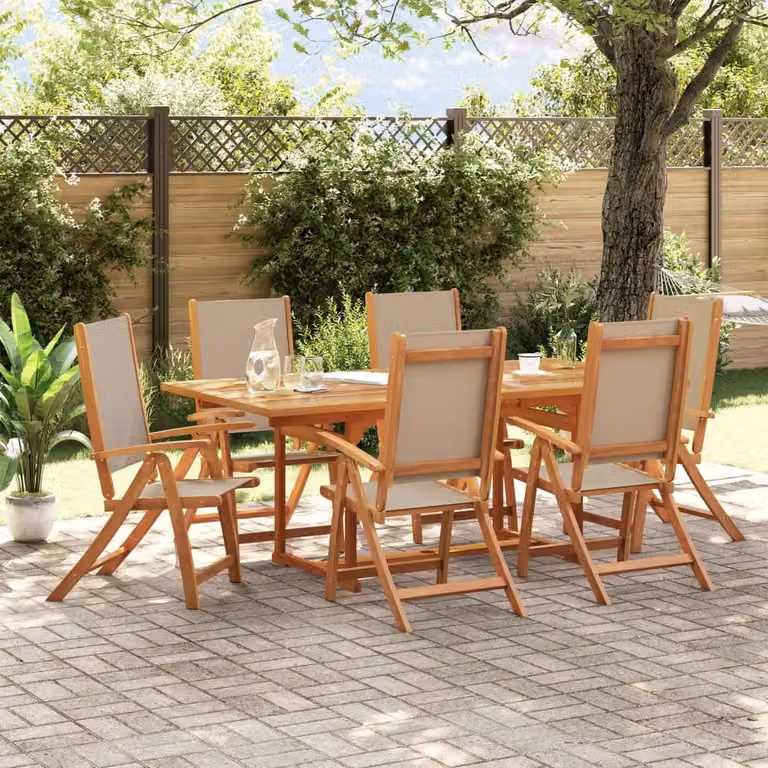 Maison Exclusive - Set da pranzo da giardino a 7 pezzi in legno massello di acacia e Textilene