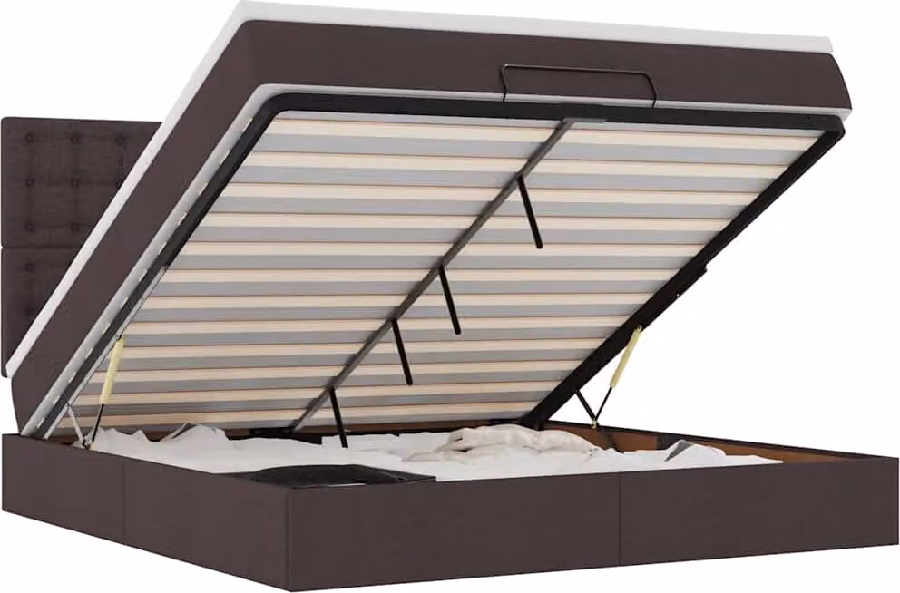 vidaXL Ottoman letto con materasso marrone scuro 180x200 cm tessuto