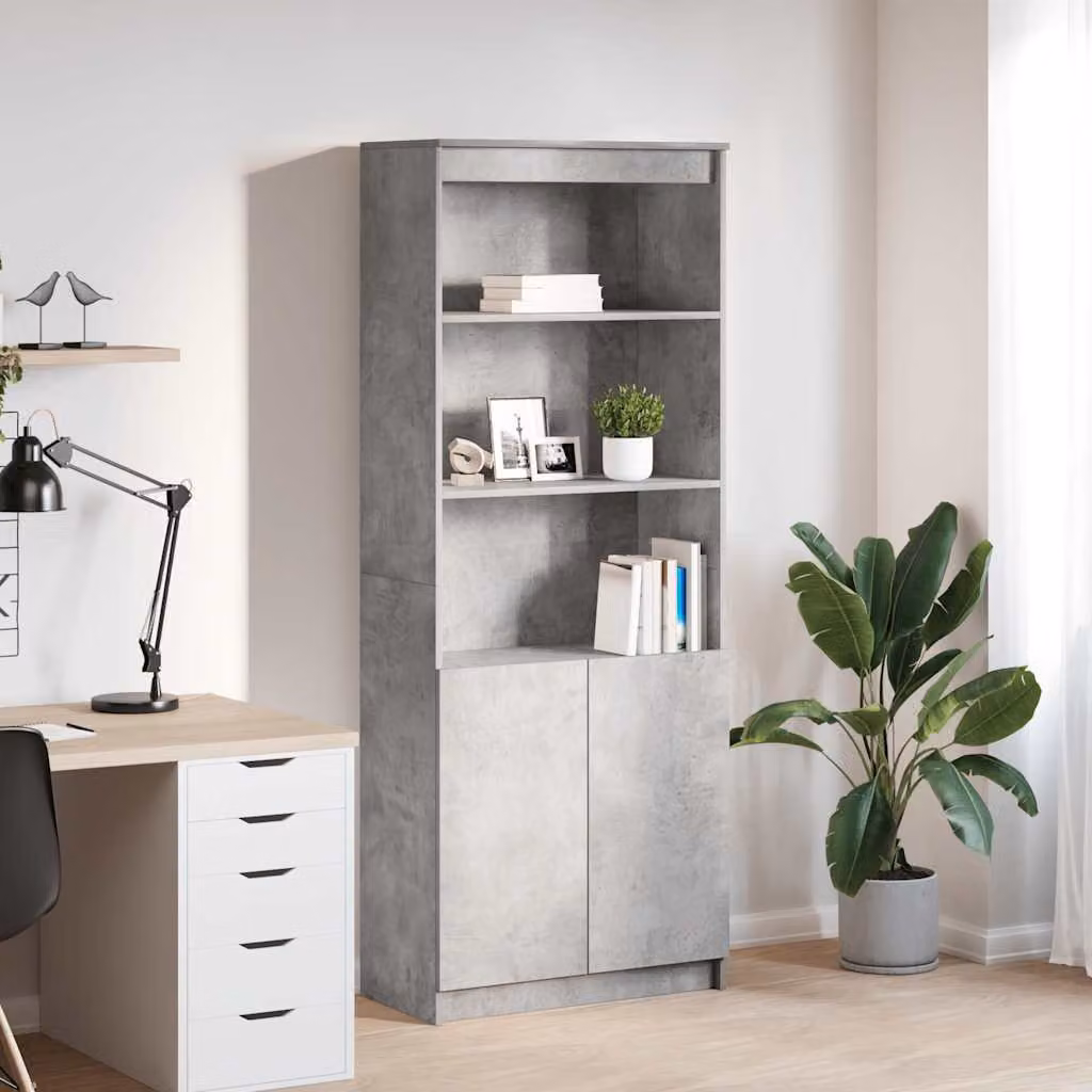Credenza a parete moderna vidaXL in legno MDF grigio opaco L: 70 cm, P: 35 cm, H: 180 cm