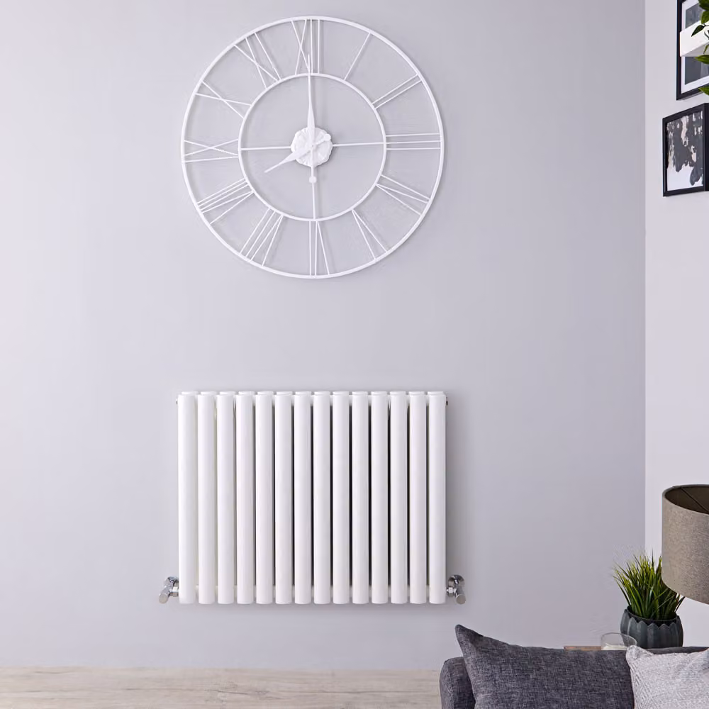 Radiatore Orizzontale Doppio di Design Bianco 635x826mm 1030W Termosifone - Revive