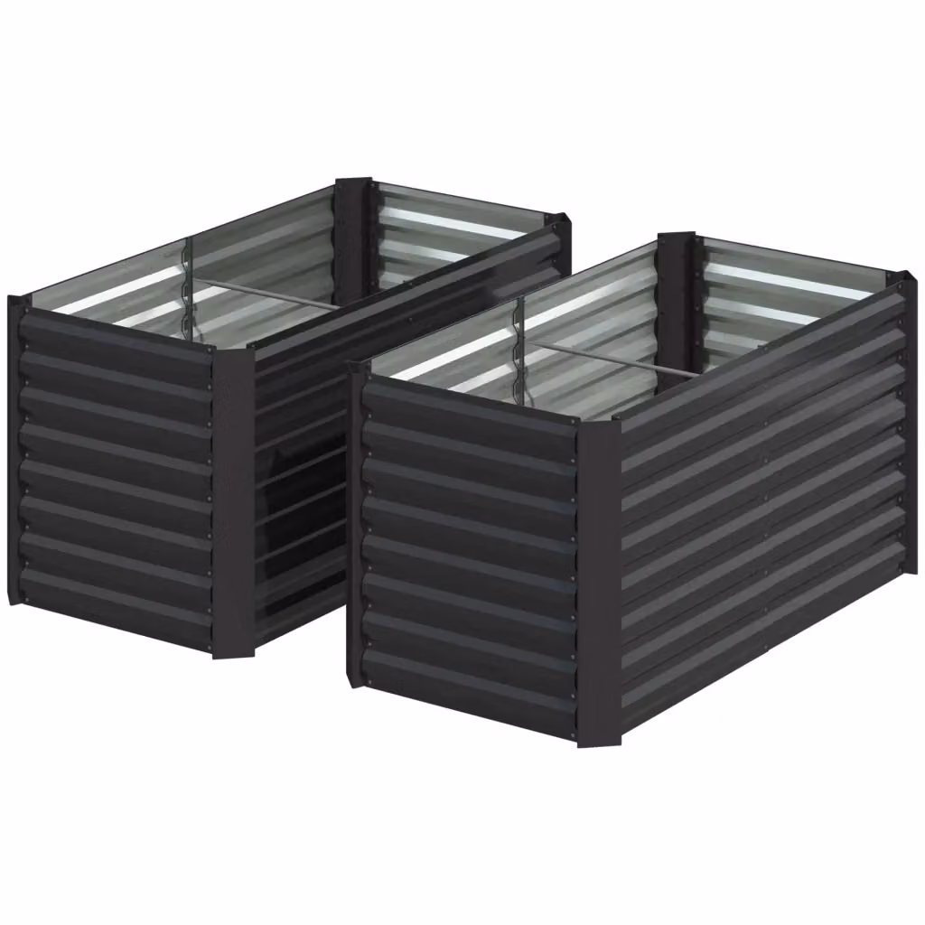Set di vasi da giardino Minimal in acciaio zincato grigio scuro, L 120 cm x P 60 cm x H 60 cm – 2