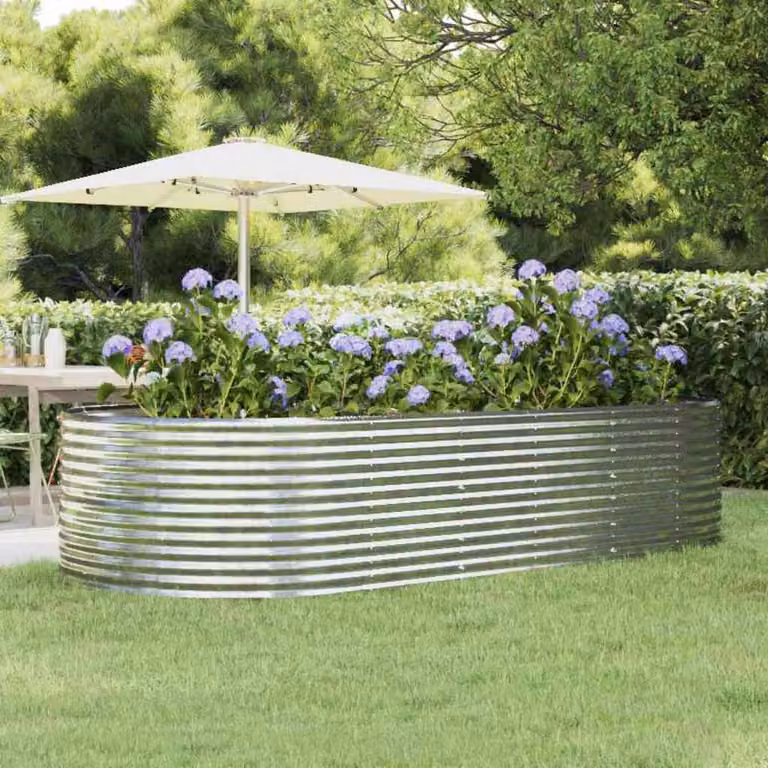 Letto da giardino rialzato vidaXL in acciaio zincato argento L: 291 cm, P: 140 cm, H: 68 cm