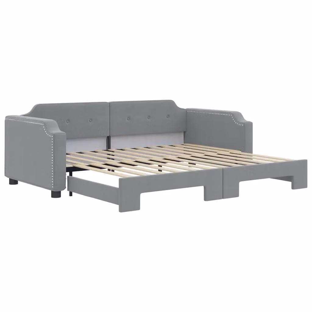 Divano Letto con Letto Estraibile vidaXL Grigio Chiaro in Tessuto Moderno L/P/H: 223 x 110 x 66,5 cm con Materasso 100 x 200 cm – 2