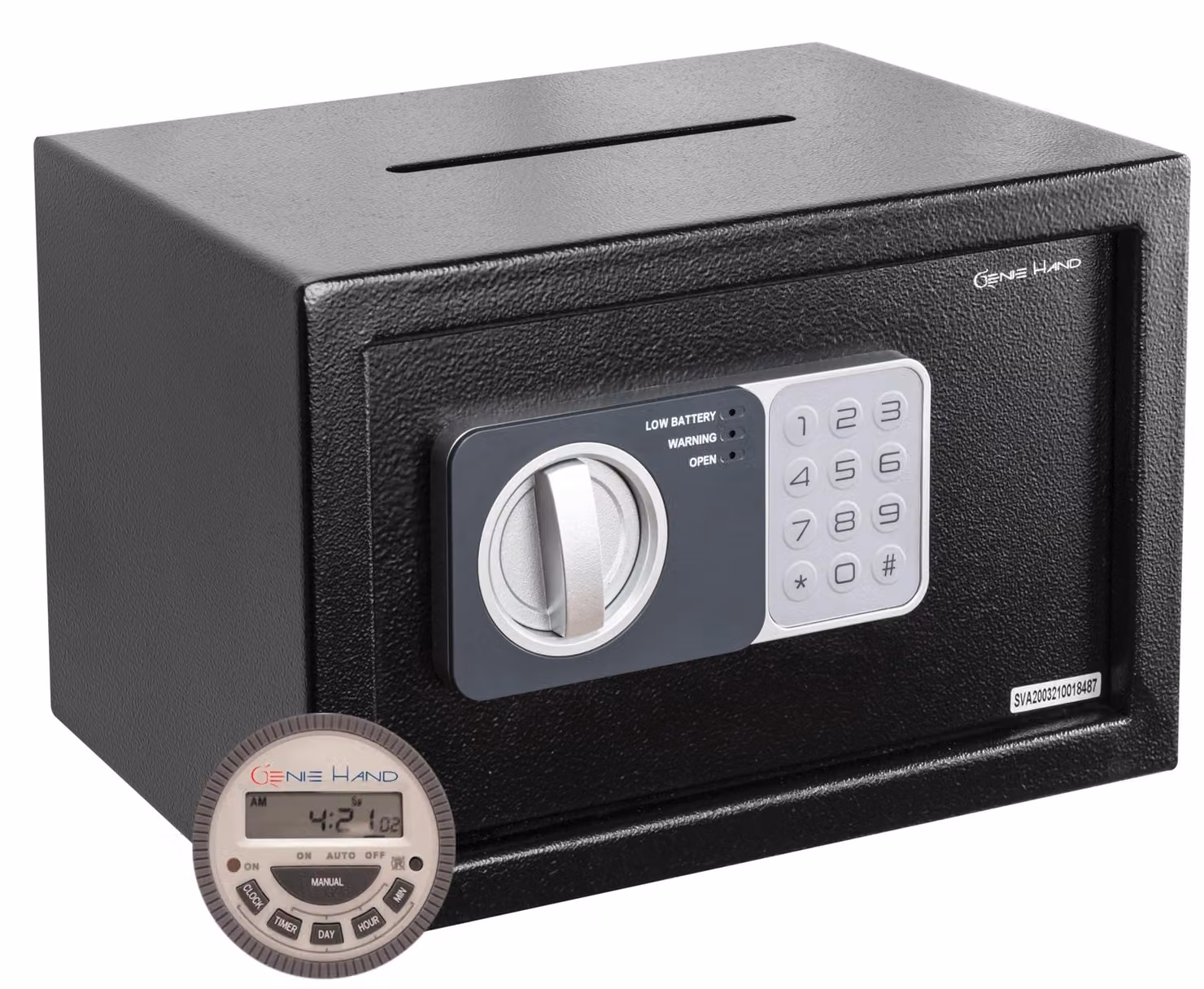 Kluis elettronica con serratura a tempo - Capacità: 10 litri - Acciaio inossidabile - Colore: nero