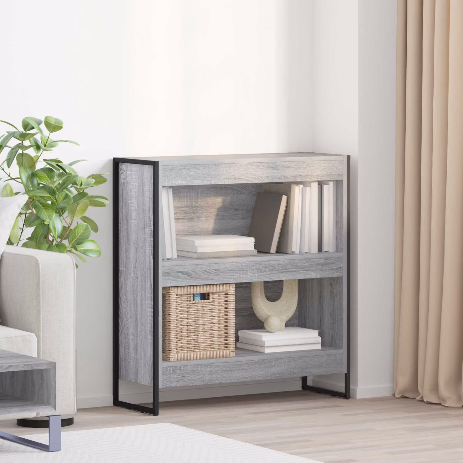vidaXL Armadio per Libri in Stile Industrial Grigio in MDF e Metallo L 80 x P 30 x H 86,5 cm