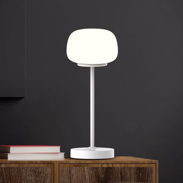 Näve Lampada da tavolo a LED Pina, dimmerabile, Bianco / Opale, Soggiorno / Sala da pranzo, Metallo, Moderno, Lampada da tavolo LED