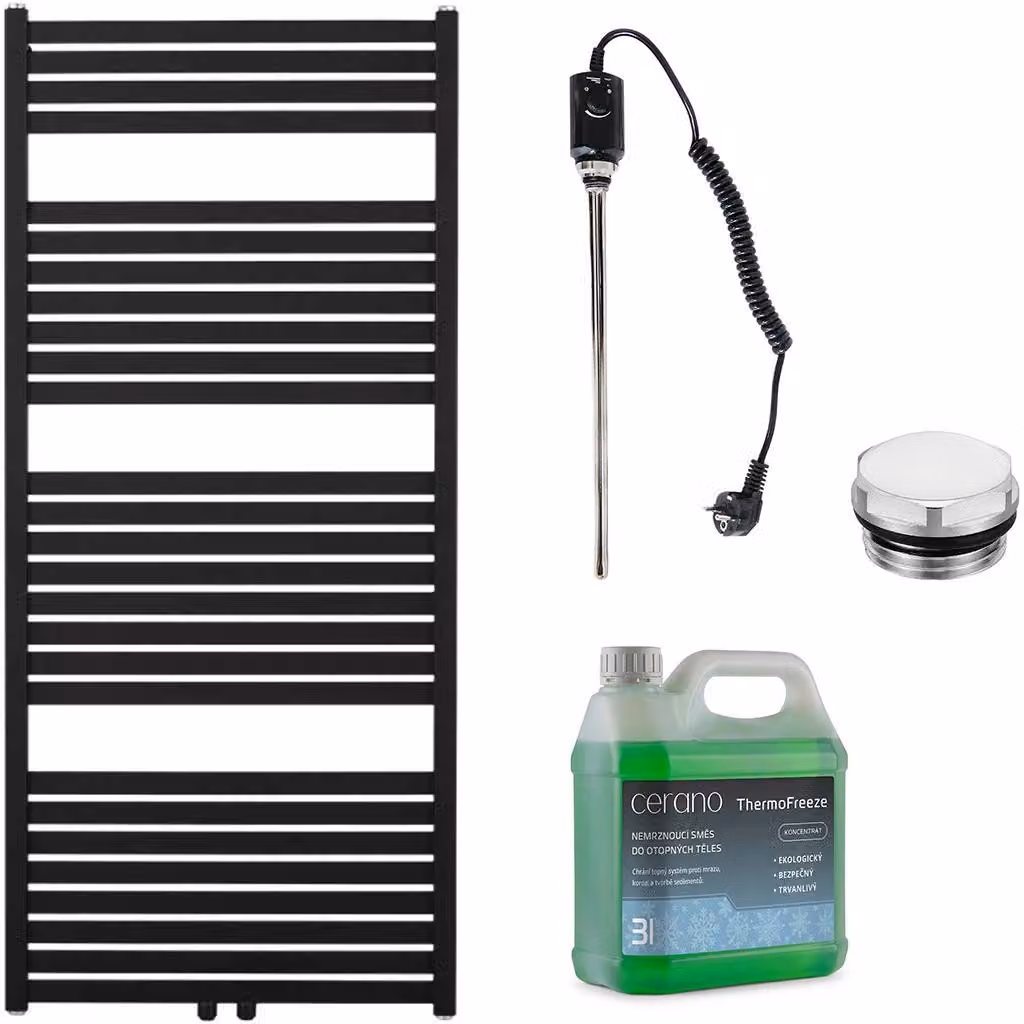 Set di radiatori elettrici da bagno Vincenzo - 600W - nero opaco - 1340x600 mm