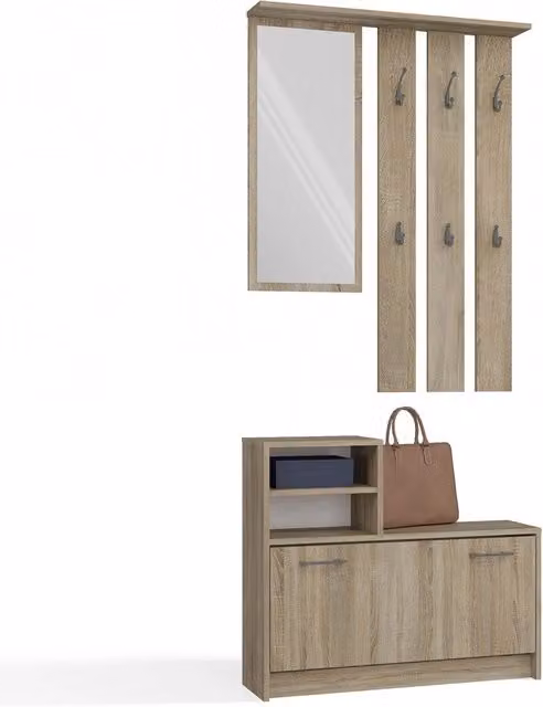 Guardaroba moderno VERA rovere sonoma con specchio, L: 180 cm, P: 45 cm, H: 180 cm