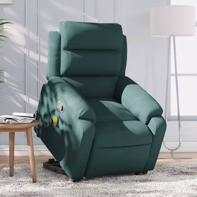 Poltrona Alzapersona Reclinabile vidaXL in Velluto Verde con Assistenza Elettrica per Anziani – 1