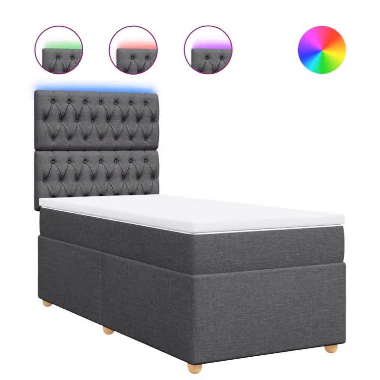 Giroletto a Molle con Materasso Grigio Scuro 90x200 cm Tessuto