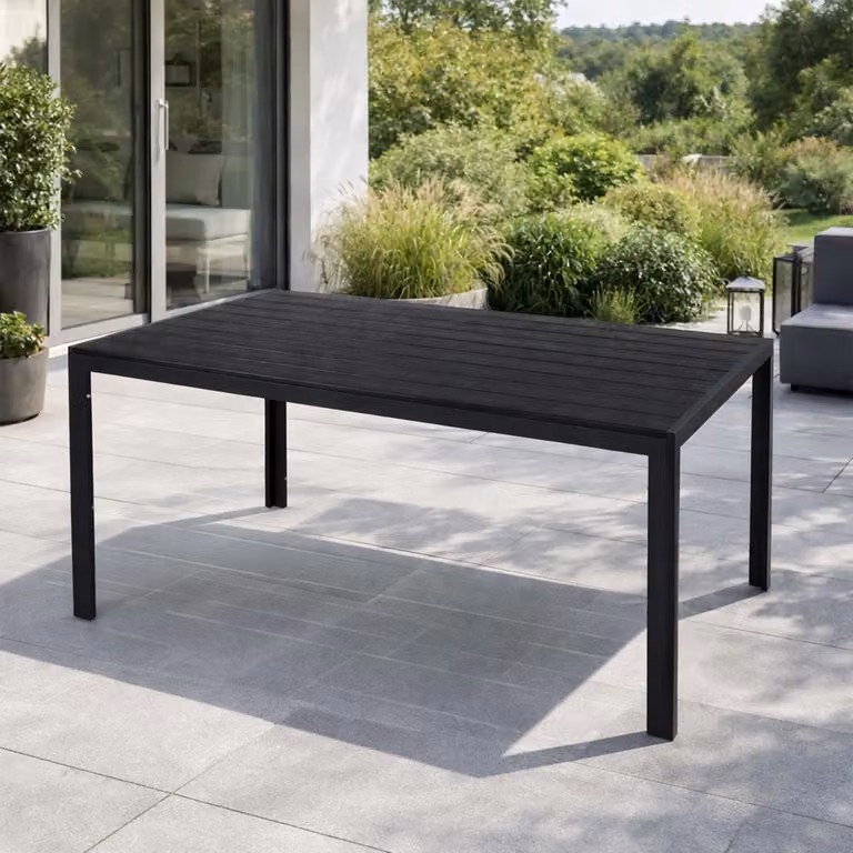 Tavolo da giardino Non-Wood in alluminio antracite/nero 160x90 cm