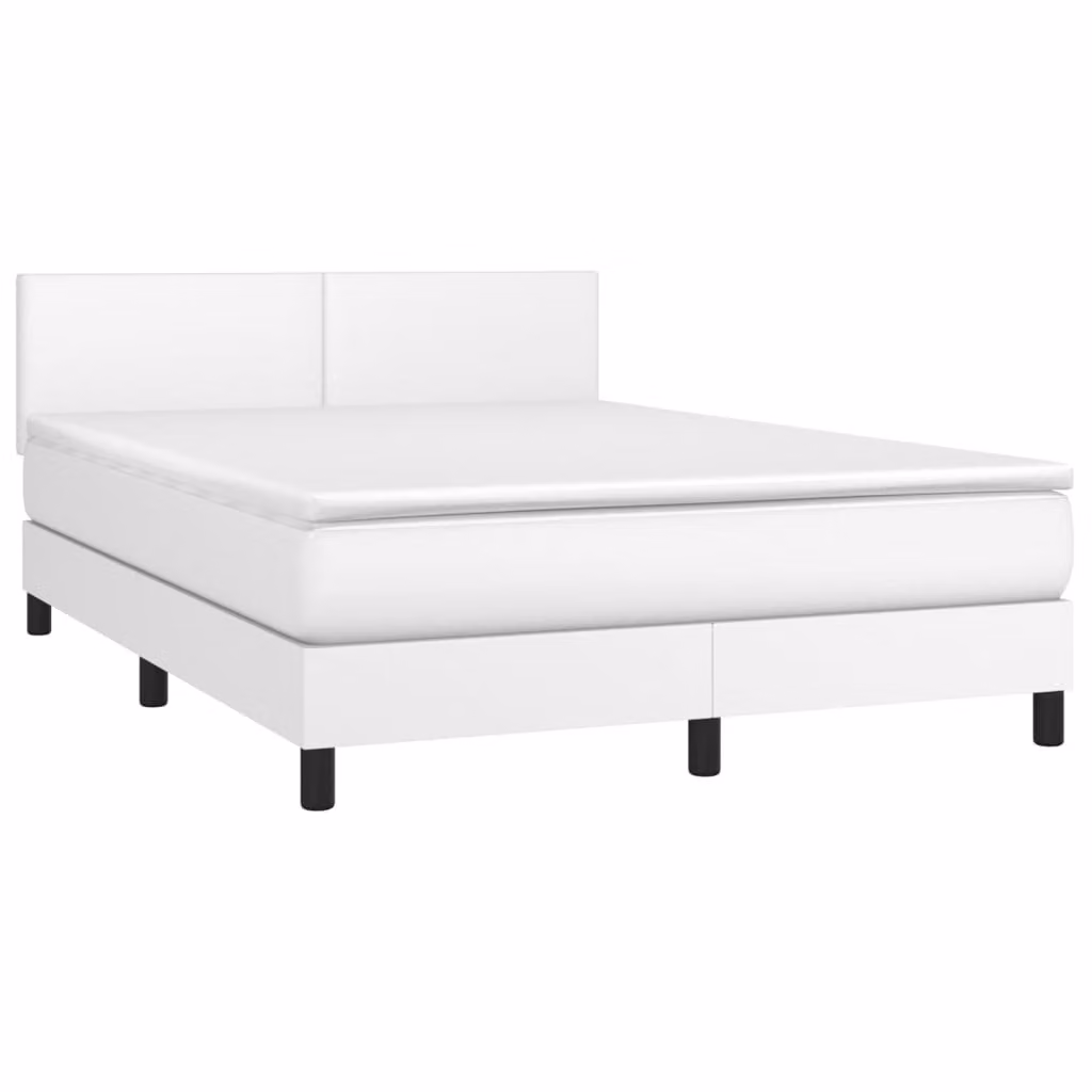 Giroletto a Molle con Materasso Bianco 140x200 cm in Pelle finta