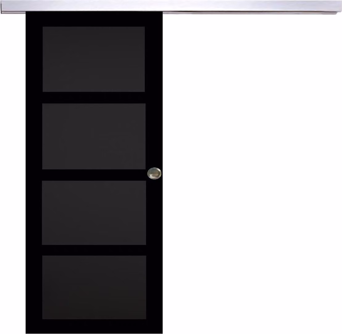 Porta scorrevole Telia nera a 4 pannelli H204 x L73 cm, binario in alluminio, gusci GD MENUISERIES