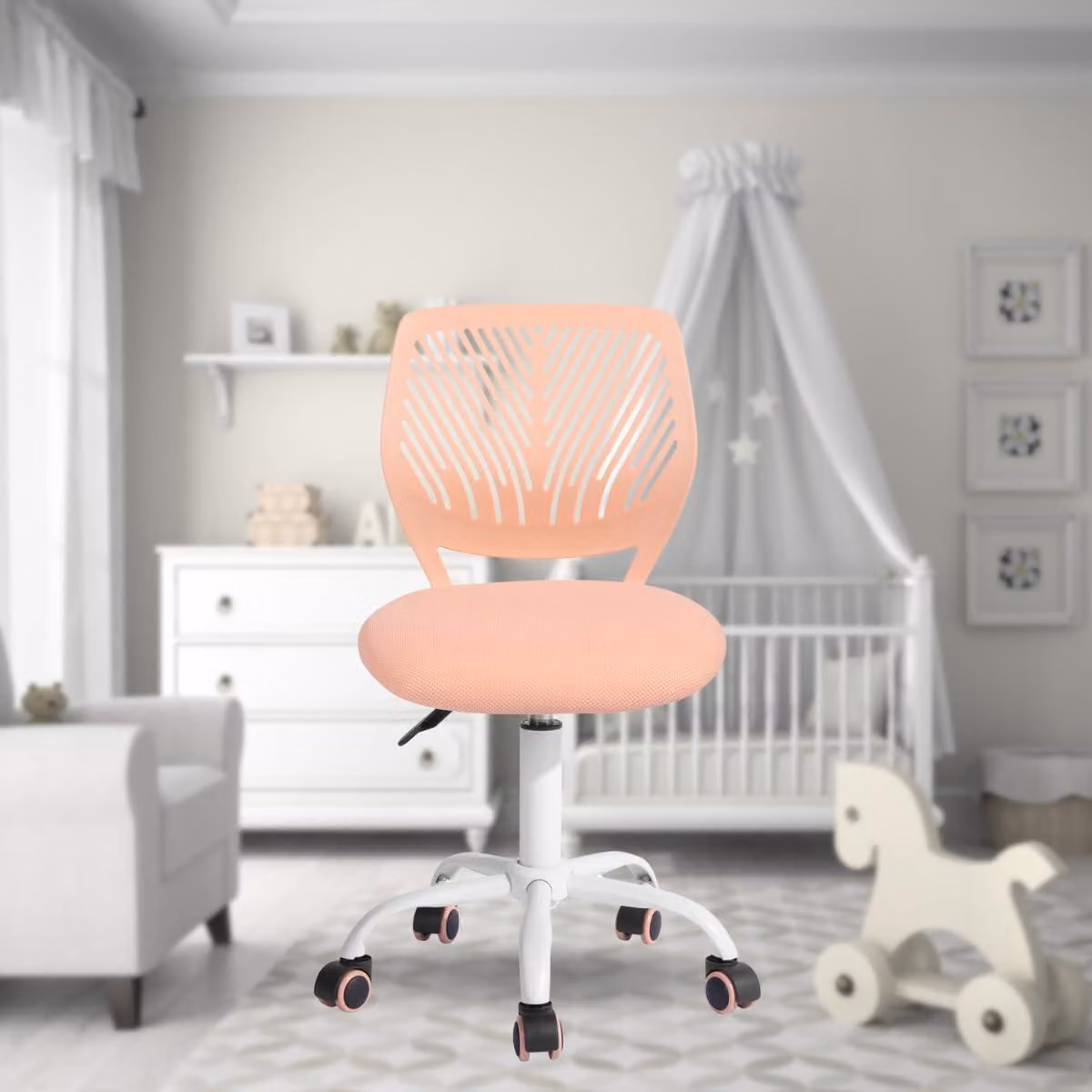 Sedia da ufficio versatile per bambini, sedia da lavoro senza braccioli, regolabile in altezza