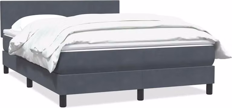 Giroletto a Molle con Materasso Grigio Scuro 160x210 cm Velluto