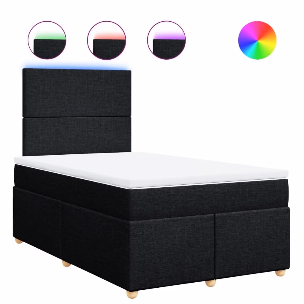 Giroletto a Molle con Materasso Nero 120x190 cm in Tessuto