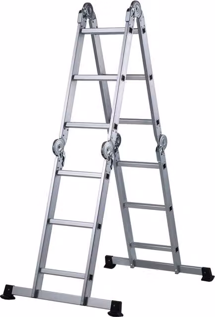 Scala multiposizione multipro purpose SIDEX in alluminio argento con 4 elementi e 3 gradini