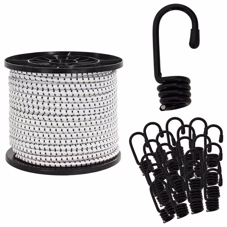Corde Bungee con Ganci vidaXL in PP e gomma, Nero e Bianco, 8 mm
