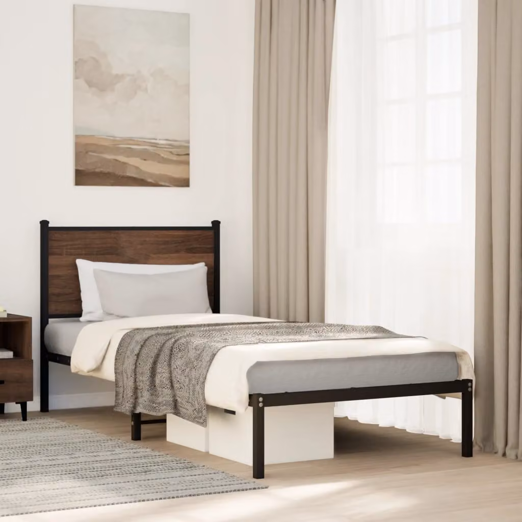vidaXL Giroletto in metallo con doghe piatte colore marrone L 190 cm x P 80 cm x H 31,5 cm