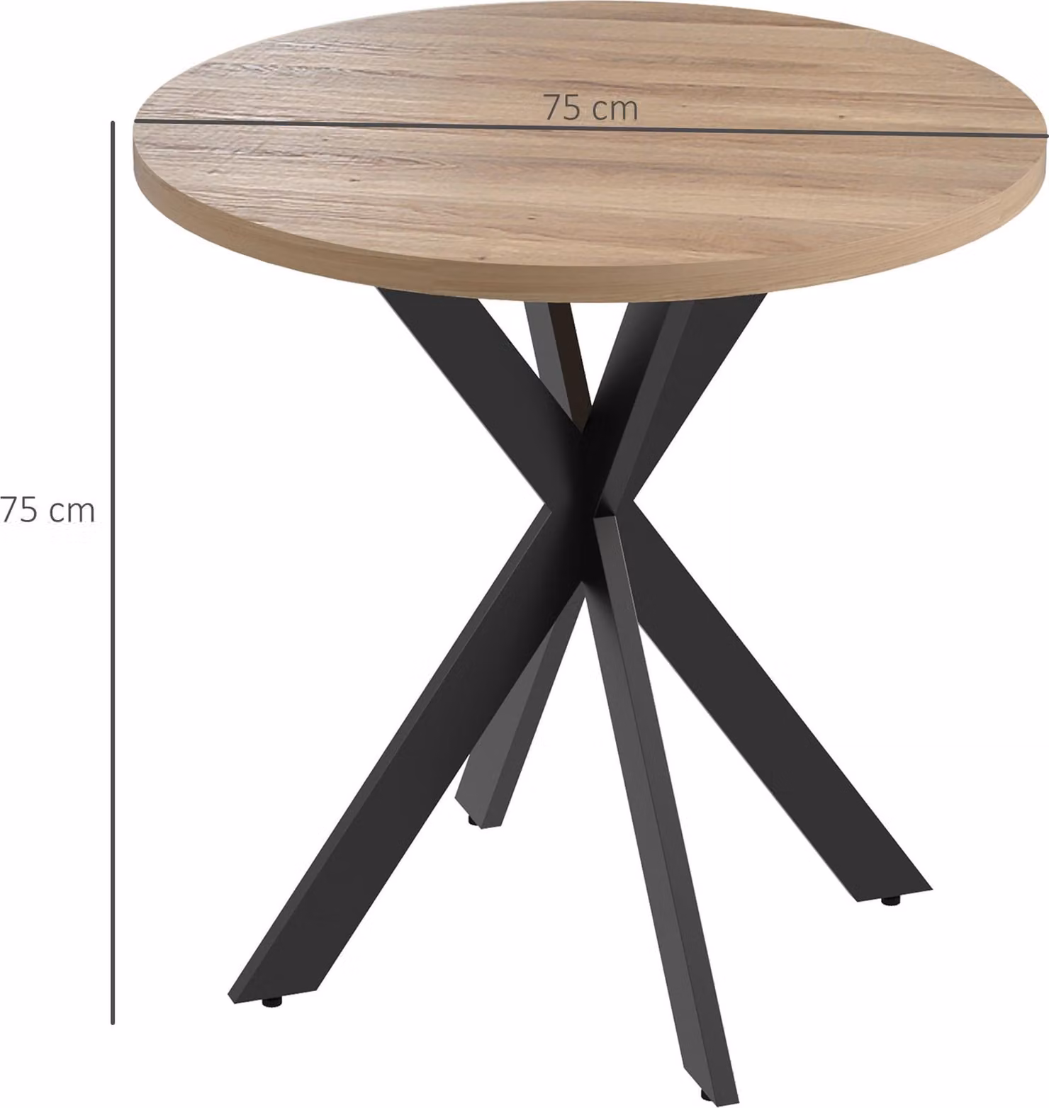 HOMCOM Tavolo da pranzo rotondo 75 x 75 cm, tavolo da cucina per 2-4 persone con base a ragnatela