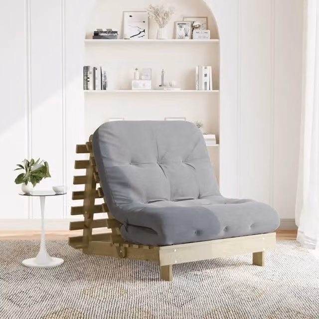 Divano Letto Futon con Materasso 80x206x11cm Pino Impregnato 846760
