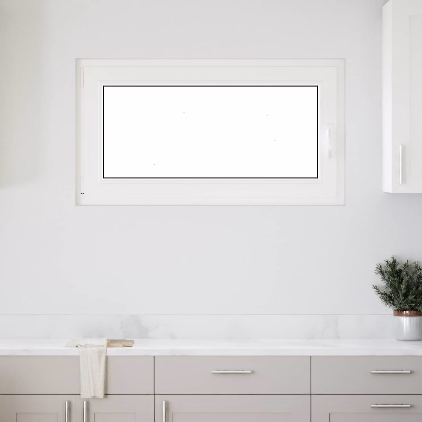 Finestra per seminterrato a battente vidaXL in plastica bianca con vetro trasparente L 110 cm x H 50 cm x P 6 cm
