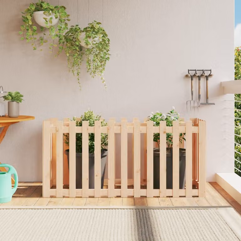 Fioriera Rialzata da Giardino Ornamentale vidaXL in Legno di Pino, Colore Marrone/Beige, L 150 x P 50 x H 70 cm