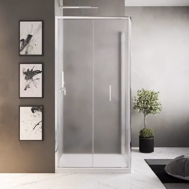 Box doccia slim 70x70cm con porta a libro e parete fissa profili cromati e vetro 6mm opaco h190| Portofino