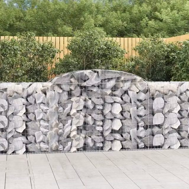 Set di 10 Cesti Gabbioni ad Arco Videx in Acciaio Zincato Colore Argento L: 300 cm, P: 50 cm, H: 100/120 cm – 1
