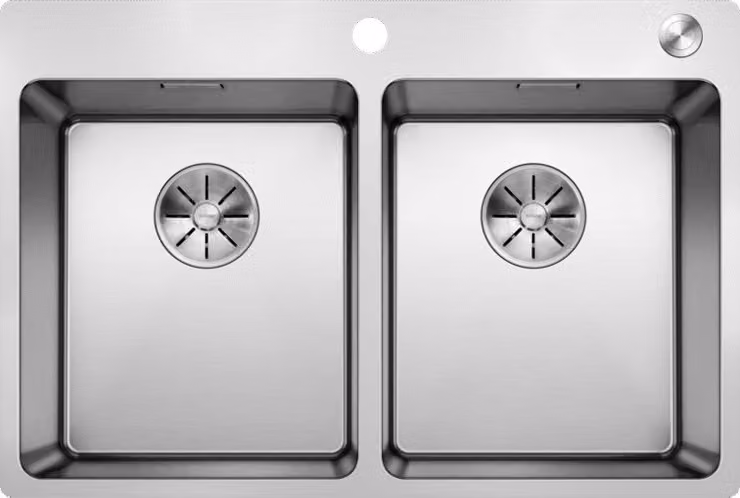 Lavello Blanco ANDANO 340/340-IF/A, acciaio inossidabile satinato, dimensioni 745 x 500 mm, codice prodotto 525248