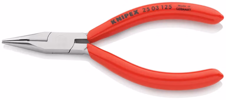 KNIPEX 25 03 125 Pinze a becchi tondi con tagliente (pinze radio) con rivestimento in plastica cromato 125 mm