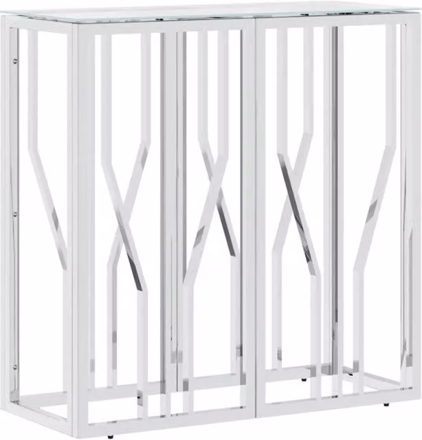 Tavolino Consolle | Tavolo d'Ingresso 70x30x70 cm in Acciaio Inox e Vetro