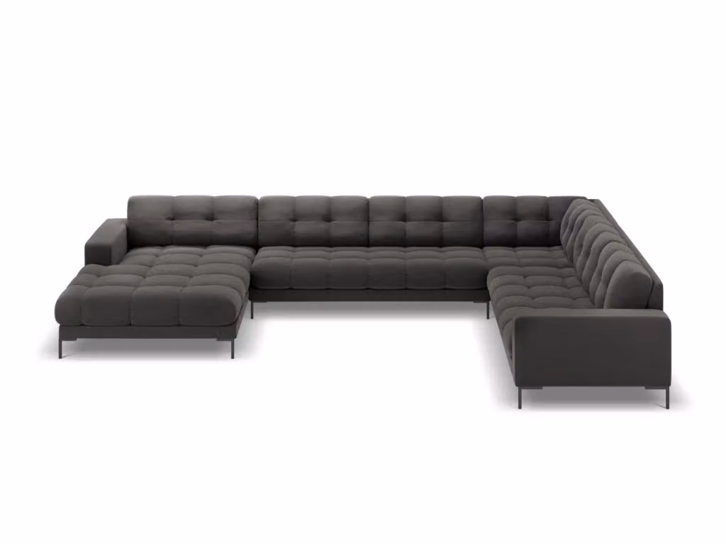Divano panoramico destro Bali Cosmopolitan Design a 7 posti in velluto grigio scuro L 327 cm x P 134 cm x H 75 cm – 2