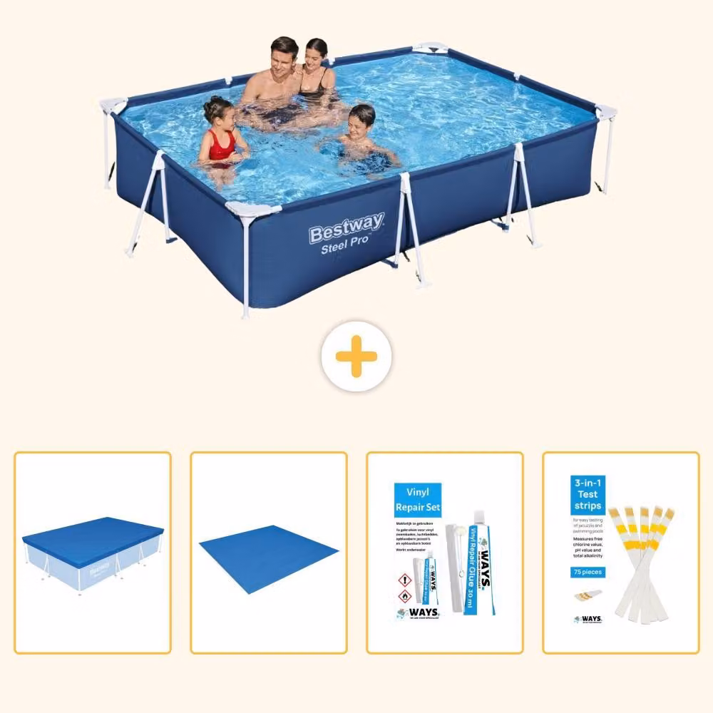 Bestway Steel Pro, piscina rettangolare - 300x201x66 cm - composta da 5 parti - modello S22715