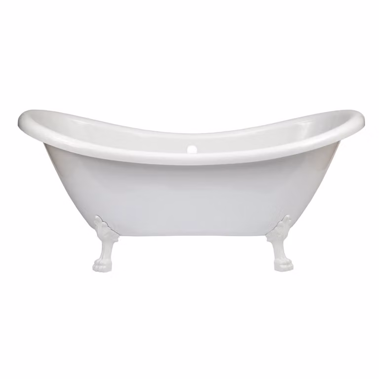 Vasca da Bagno Centro Stanza Classica in Acrilico 1750 x 730mm con Piedini a Zampa di Leone Bianchi - Legend