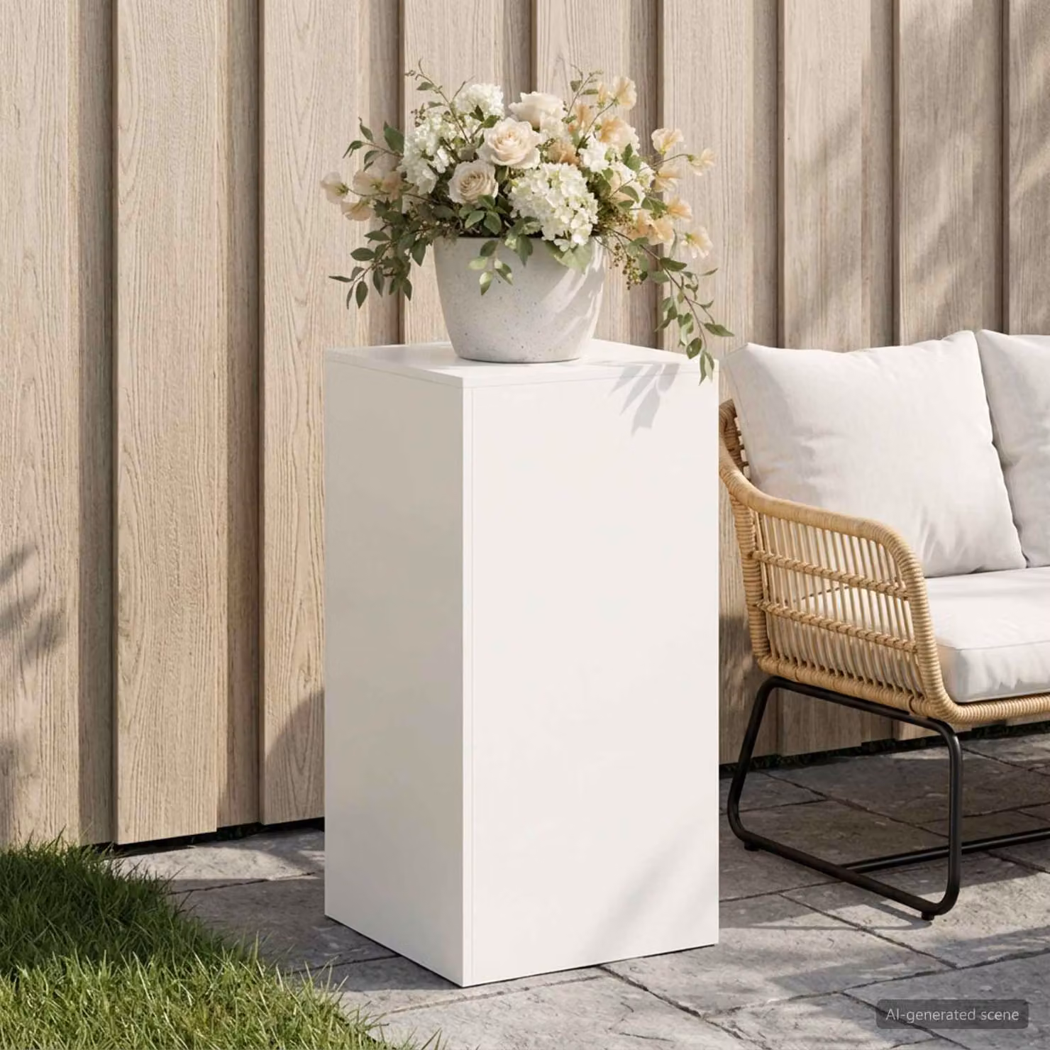 vidaXL Supporto per piante in metallo Bianco L/P/H: 40 x 40 x 80 cm
