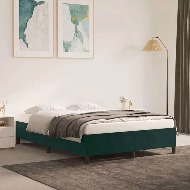 Giroletto senza Materasso Verde Scuro 140x200 cm in Velluto 347327
