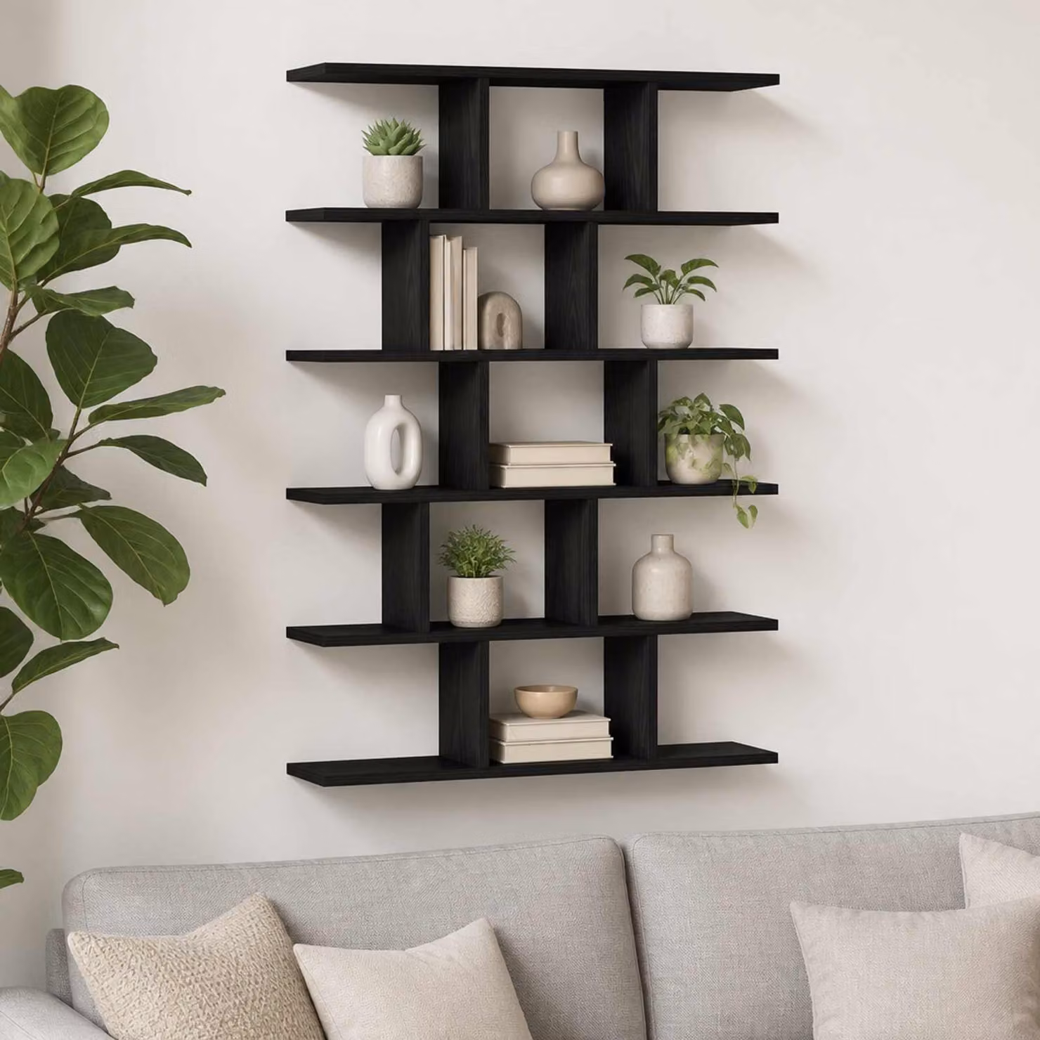 Scaffale da parete moderno vidaXL in legno nero e marrone L: 70 cm, P: 17 cm, H: 101 cm