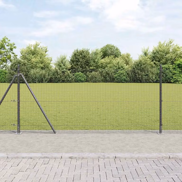 Recinzione Metallica Saldata vidaXL con Base in Cemento, Acciaio e PVC Verniciato a Polvere, L: 50 m, H: 0,8 m