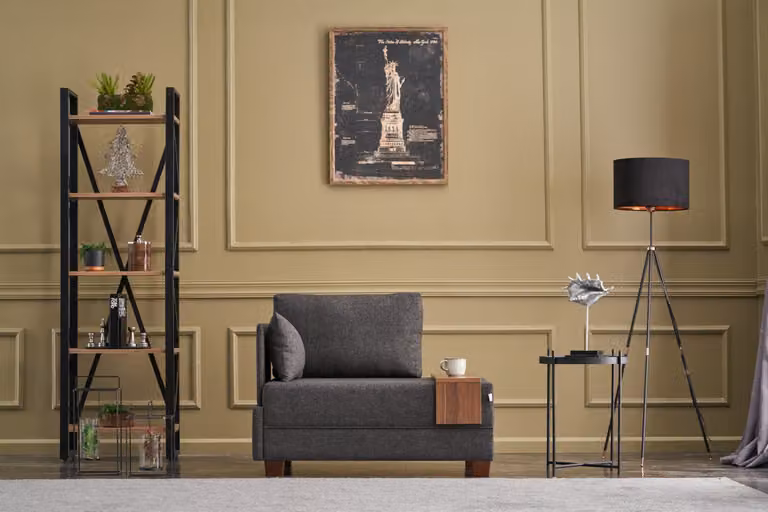Hanah Home, Fly- BLC2666, antracite, divano letto, struttura: Legno massiccio e disco di particelle rivestito in melamina