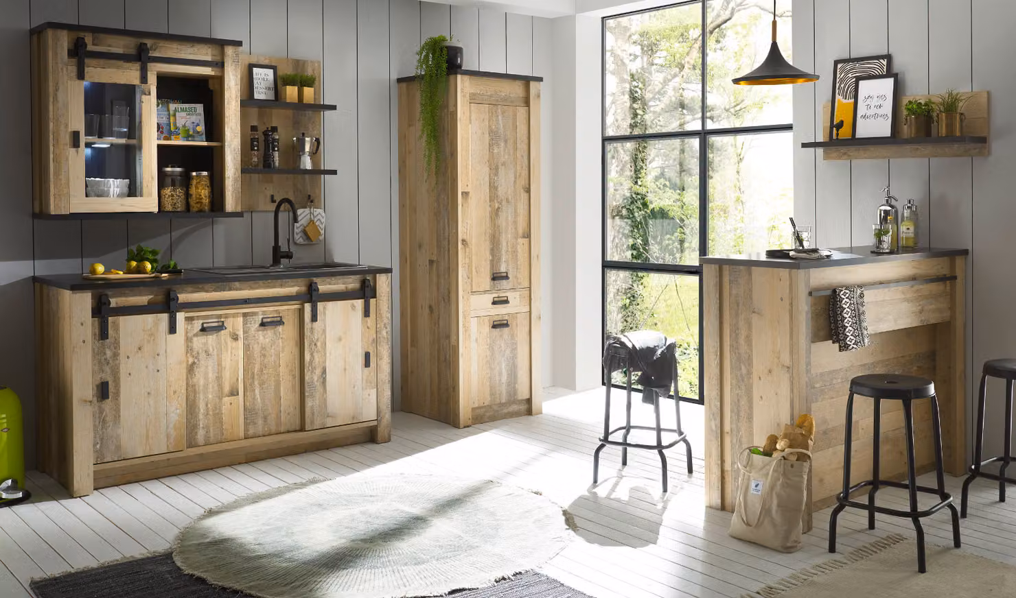 Cucina con bancone "Stove" in legno Set di mobili da cucina 6 pezzi