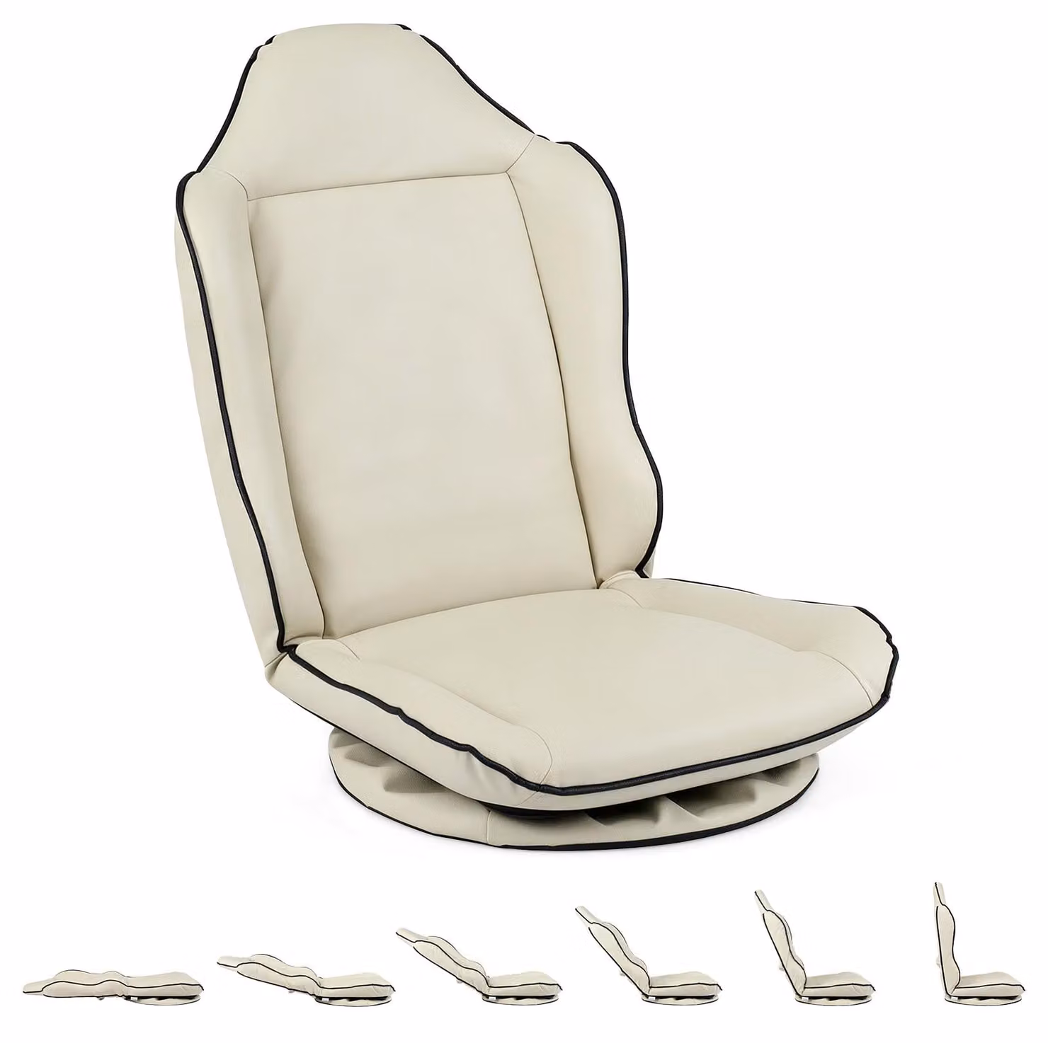 Poltrona reclinabile COSTWAY, girevole a 360°, con poggiapiedi integrato e schienale regolabile, poltrona ergonomica imbottita, sedia pieghevole per la meditazione, portata massima 150 kg