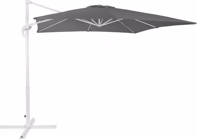 Ombrellone da giardino cantilever Beliani grigio con palo in alluminio bianco e tendalino in poliestere, H: 235 cm – 1