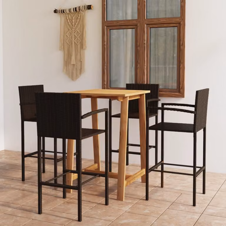 Maison Exclusive - Set da bar da giardino, 5 pezzi, marrone